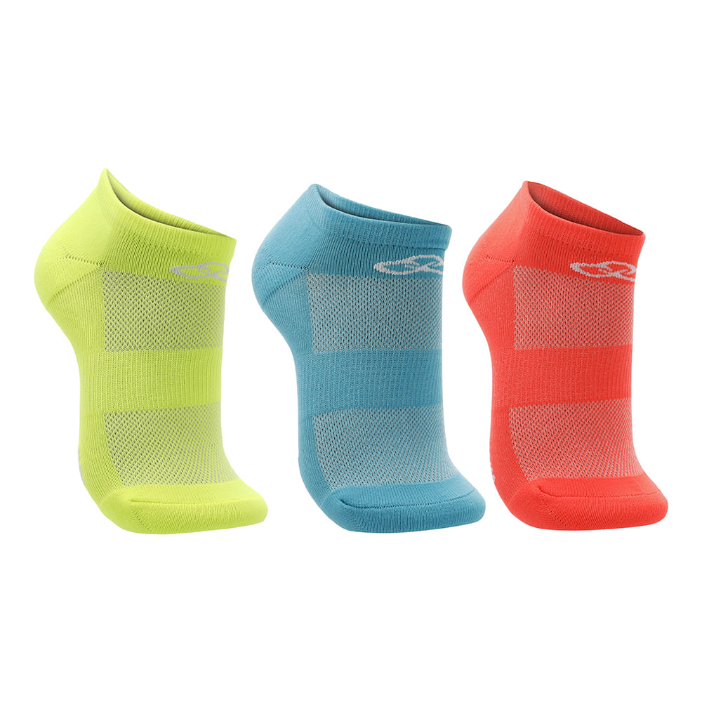 Meia Olympikus Cano Invisível Neon Pacote c/ 3 pares Masculina